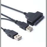 Double USB 2.0 to SATA Hard Drive Adapter Cable for 2.5 inch SATA HDD / SSD
