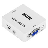 HD 1080P HDMI Mini VGA to HDMI Scaler Box Audio Video Digital Converter(White)