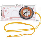 2 in 1 Compass with Map Measuring Ruler Lanyard Emergency Survival Tool(Transparent)