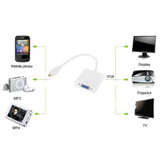 22cm Full HD 1080P Micro HDMI Male to VGA Female Video Adapter Cable with Audio Cable(White)