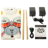 Digital Silicone USB MIDI Roll Up Flexible Musical Drum Kit for Kids, Model: W758, Size: 57cm x 31cm