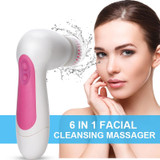 6 in 1 Waterproof Facial Cleansing Instrument (Size: 130 x 85 x 40mm)(Magenta)