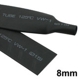 8mm Woer Flexible RSFR-H VW-1 Heat Shrink Tube, 125, Length: 10m (Black)