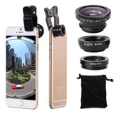 3 in 1 Photo Lens Kits (180 Degree Fisheye Lens + Super Wide Lens + Macro Lens), For iPhone, Galaxy, Sony, Lenovo, HTC, Huawei, Google, LG, Xiaomi, other Smartphones(Black)