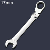 17mm Dual-use Opening Plum Ratcheting Angled Wrench , Length: 22.5cm(Silver)