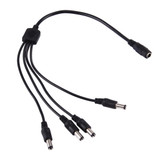 1 Female to 4 Male Plug 5.5 x 2.1mm DC Power Cable(Black)