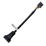 USB 2.0 9Pin Motherboard Female to USB 3.0 19Pin Housing Male Adapter Cable, Length: 15cm(Black)