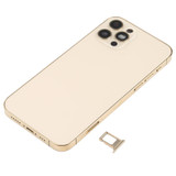 Battery Back Cover (with Side Keys & Card Tray & Power + Volume Flex Cable & Wireless Charging Module) for iPhone 12 Pro(Gold)