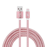 YF-MX04 3m 2.4A MFI Certificated 8 Pin to USB Nylon Weave Style Data Sync Charging Cable(Rose Gold)