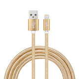 YF-MX03 2m 2.4A MFI Certificated 8 Pin to USB Nylon Weave Style Data Sync Charging Cable(Gold)