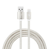 YF-MX03 2m 2.4A MFI Certificated 8 Pin to USB Nylon Weave Style Data Sync Charging Cable(Silver)