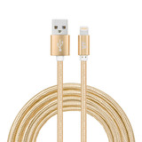 YF-MX04 3m 2.4A MFI Certificated 8 Pin to USB Nylon Weave Style Data Sync Charging Cable(Gold)