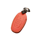 For PEUGEOT Car Cowhide Leather Key Protective Cover Key Case(Red)