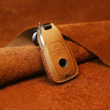 For Mercedes-Benz Colorful Edge Style Car Cowhide Leather Key Protective Cover Key Case (Brown)