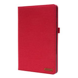 For Samsung Galaxy Tab A8 10.5 2021 Horizontal Flip Fabric PU Leather Tablet Case with Card Slots & Holder(Red)
