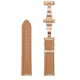 20mm Universal Butterfly Buckle Leather Watch Band, Style:Rose Gold Buckle(Apricot)