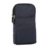 Universal Multi-function Plaid Texture Double Layer Zipper Sports Waist Bag / Shoulder Bag for iPhone X  & 7 & 7 Plus / Galaxy  S9+ / S8+ / Note 8 / Sony Xperia Z5 / Huawei Mate 8, Size: 16.5 x 9.0 x 3.0cm(Dark Blue)