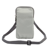 Universal Multi-function Plaid Texture Double Layer Zipper Sports Waist Bag / Shoulder Bag for iPhone X  & 7 & 7 Plus / Galaxy  S9+ / S8+ / Note 8 / Sony Xperia Z5 / Huawei Mate 8, Size: 16.5 x 9.0 x 3.0cm(Silver)