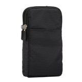 Universal Multi-function Plaid Texture Double Layer Zipper Sports Waist Bag / Shoulder Bag for iPhone X  & 7 & 7 Plus / Galaxy S9+ / S8+ / Note 8 / Sony Xperia Z5 / Huawei Mate 8, Size: 16.5 x 9.0 x 3.0cm(Black)