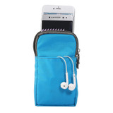 Universal Multi-function Plaid Texture Double Layer Zipper Sports Waist Bag / Shoulder Bag for iPhone X  & 7 & 7 Plus / Galaxy  S9+ / S8+ / Note 8 / Sony Xperia Z5 / Huawei Mate 8, Size: 16.5 x 9.0 x 3.0cm(Blue)