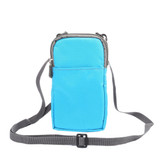 Universal Multi-function Plaid Texture Double Layer Zipper Sports Waist Bag / Shoulder Bag for iPhone X  & 7 & 7 Plus / Galaxy  S9+ / S8+ / Note 8 / Sony Xperia Z5 / Huawei Mate 8, Size: 16.5 x 9.0 x 3.0cm(Blue)