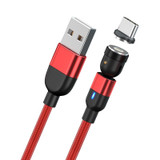1m 3A Output USB to USB-C / Type-C 540 Degree Rotating Magnetic Data Sync Charging Cable (Red)