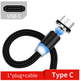 USB to USB-C / Type-C Magnetic Metal Connector Nylon Two-color Braided Magnetic Data Cable, Cable Length: 1m(Black)