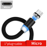 USB to Micro USB Magnetic Metal Connector Nylon Two-color Braided Magnetic Data Cable, Cable Length: 1m(Black)