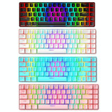 T8 68 Keys Mechanical Gaming Keyboard RGB Backlit Wired Keyboard, Cable Length:1.6m(White RGB Red Shaft)