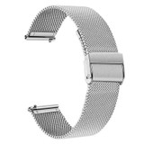 20mm Double Buckle Braided Fine Mesh Stainless Ssteel Metal Replacement Strap(silver)