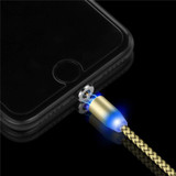 3 in 1 USB to 8 Pin + Type-C/USB-C + Micro USB Magnetic Metal Interface Nylon Braided Charging Cable, Length: 1m(Golden)