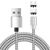 2 in 1 USB to Micro USB + USB-C / Type-C Magnetic Metal Connector Nylon Two-color Braided Magnetic Data Cable, Cable Length: 1m(Silver)