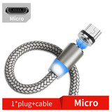 USB to Micro USB Magnetic Metal Connector Nylon Two-color Braided Magnetic Data Cable, Cable Length: 1m(Gold)