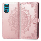 For Motorola Moto G22 Mandala Flower Embossed Leather Phone Case(Rose Gold)