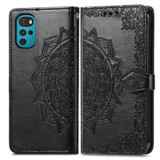 For Motorola Moto G22 Mandala Flower Embossed Leather Phone Case(Black)