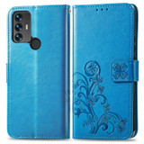 For TCL 30 SE Four-leaf Clasp Embossed Leather Phone Case(Blue)