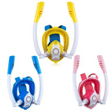 Kids Double Tube Full Dry Silicone Diving  Snorkeling Mask Swimming Glasses, Size: XS(White Yellow)
