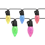 15m 20 Bulb NO RC 12V C35 LED String Lights Garden Christmas Waterproof Strawberry Candle Light, EU Plug(RGB)