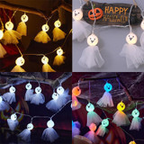 LED Halloween Decoration Luminous Cloth Ghost Ornament String Light 1.5m 10 Lights(Colorful)