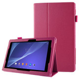 Litchi Texture Leather Case with Holder for Sony Xperia Tablet Z2 10.1(Magenta)