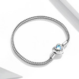 S925 Sterling Silver Heart Moonstone Bracelet Women Jewelry, Size:17cm