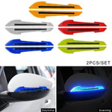 4 Sets Car Reflective Sticker Door Border Anti-Collision Strip Leaf Board Personality Rear View Mirror Warning Sticker(Blue)