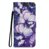 3D Painted Pattern Horizontal Flip Leather Case with Holder & Card Slots & Wallet For iPhone 13 Pro Max(Purple Butterfly)