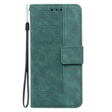 For Xiaomi Mi 11 Pro Geometric Embossed Leather Phone Case(Green)