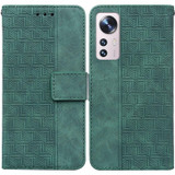 For Xiaomi 12 Pro Geometric Embossed Leather Phone Case(Green)