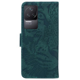 For Xiaomi Redmi K50 / Redmi K50 Pro Tiger Embossing Pattern Horizontal Flip Leather Phone Case(Green)