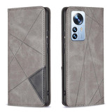 For Xiaomi 12 Pro Prismatic Invisible Magnetic Leather Phone Case(Grey)