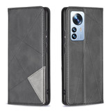 For Xiaomi 12 Pro Prismatic Invisible Magnetic Leather Phone Case(Black)