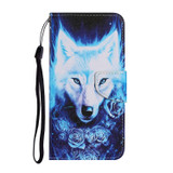 For Samsung Galaxy S22+ 5G Coloured Drawing Pattern Leather Phone Case(Rose Wolf)