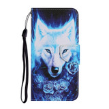 For Xiaomi Redmi 10 Coloured Drawing Pattern Leather Phone Case(Rose Wolf)